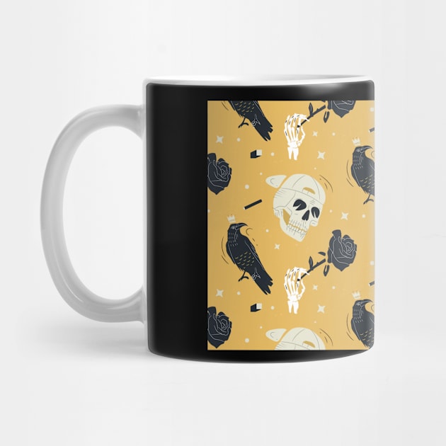 Crows And Skulls Yellow Black by Bestseller